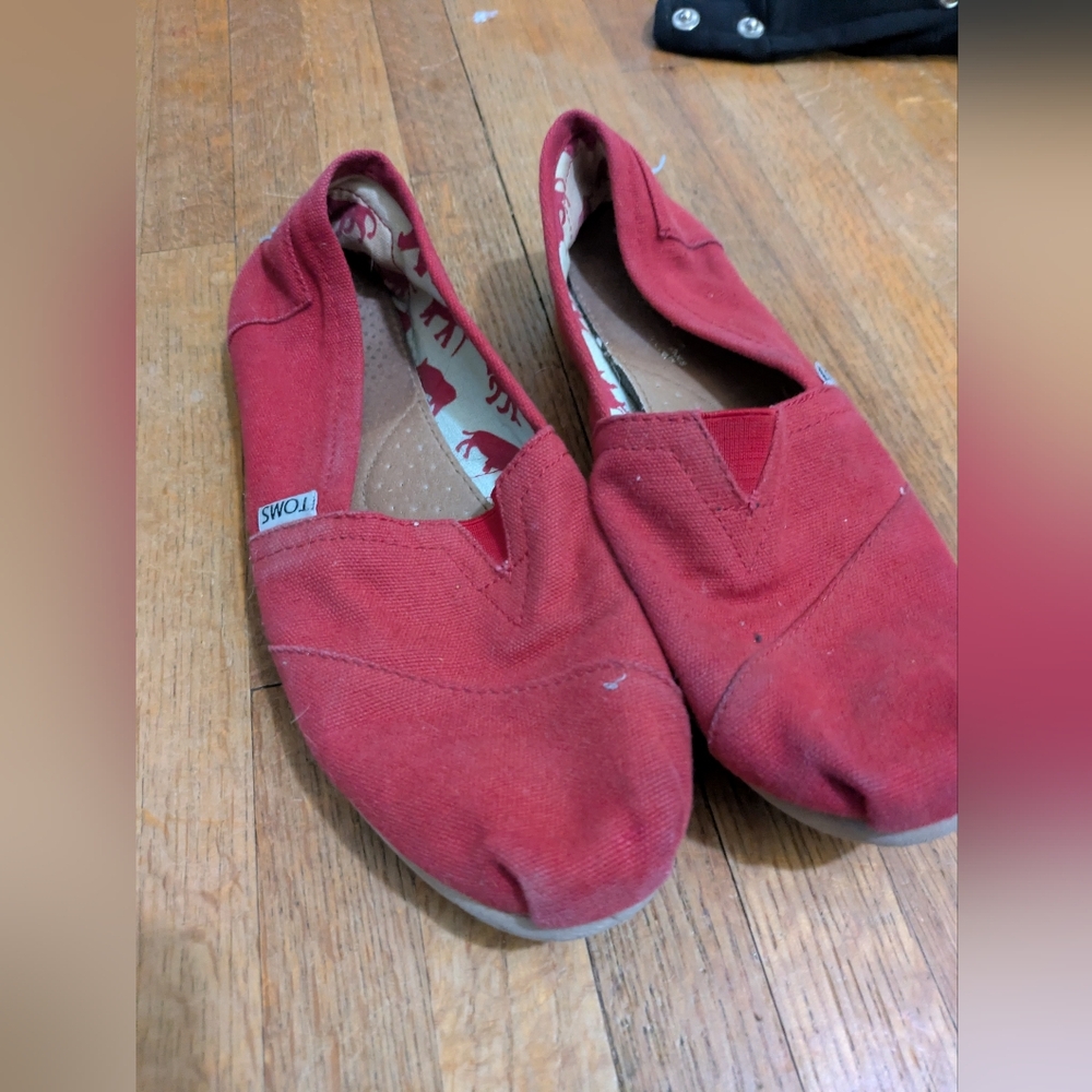 TOMS Classic Red Canvas Loafers